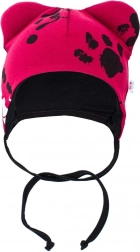 dojčenská bavlnená čiapočka s uškami New Baby tmavoružová 56 (0–3 m)