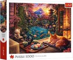 Puzzle 1000 dielikov mačka v sakurovej záhrade
