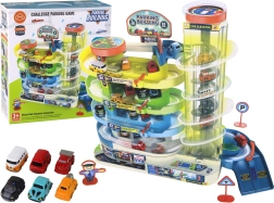 Interaktívna viacúrovňová parkovacia sada pre autíčka so svetlami a zvukmi