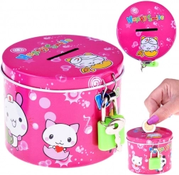 Ružová kovová pokladnička so zámkom Happy Smile