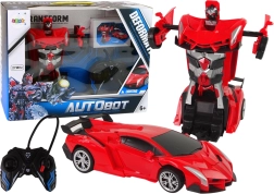 Transformujúce auto-robot na diaľkové ovládanie, červené