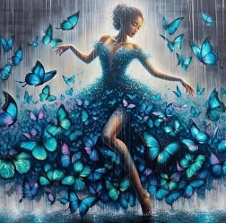 Diamantové maľovanie tanečnice s motýľmi 30 × 40 cm