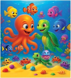 Drevené puzzle chobotnica a korytnačka WOODEN CITY, 20 dielikov