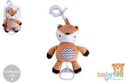 Plyšový naťahovací srnček s melódiou a klipom na kočík a postieľku 30 cm