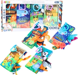 Mäkké farebné senzorické knižky pre bábätko 4 ks