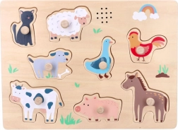 Zvukové drevené puzzle farma