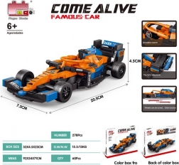 Stavebnica pretekárske auto F1 oranžové 278 dielikov