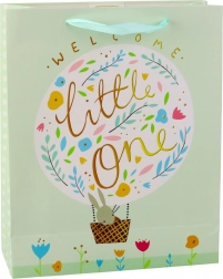 Zelená darčeková taška s králikom na privítanie bábätka