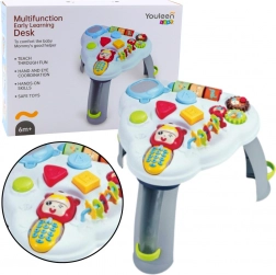 Interaktívny trojuholníkový edukačný stolík s telefónom, svetlami a zvukmi