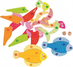 Drevené puzzle ryby s kockami od GOKI