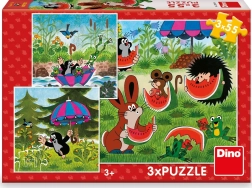 Dino Krtko a dáždniček puzzle 3x55 dielikov