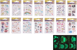 Tetovacie obtlačky svietiace v tme 6 × 10,5 cm – mix jednorožcov a pirátov