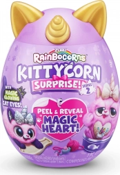 Rainbocorns mačička v vajíčku – fialovo‑zlatá, séria 2