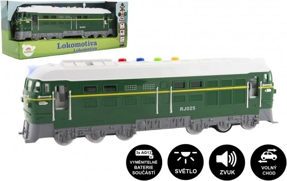 Plastová lokomotíva na batérie so zvukom a svetlom 35 cm – Zelená