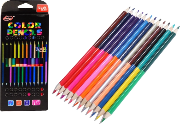 Sada obojstranných farebných ceruziek 12/24 ks.