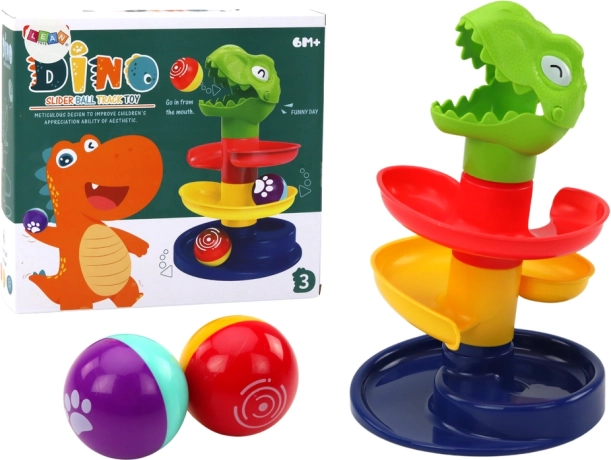 Vzdelávacia šmykľavka pre guličky Zelený dinosaurus