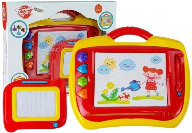 magnetická kresliaca tabuľa znikopis – sada 2 ks, červeno‑žltá