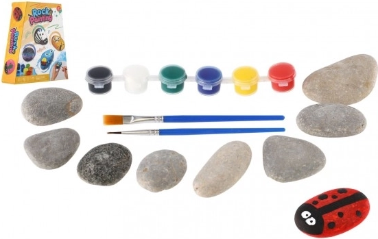 Maľovanie na kamene – kreatívna sada s farbami a štetcami