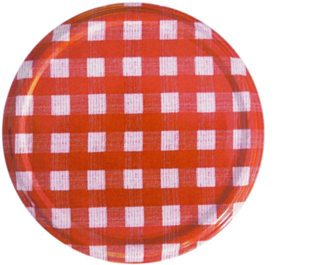 Skrutkovacie viečko na zaváracie poháre 82 mm – červený mriežkový vzor, 6z