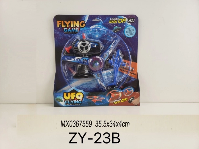 Svetelný lietajúci disk so štartovacou helikoptérou