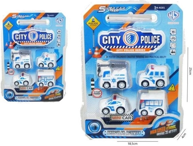 Sada policajných autíčok 5 cm (4 ks)