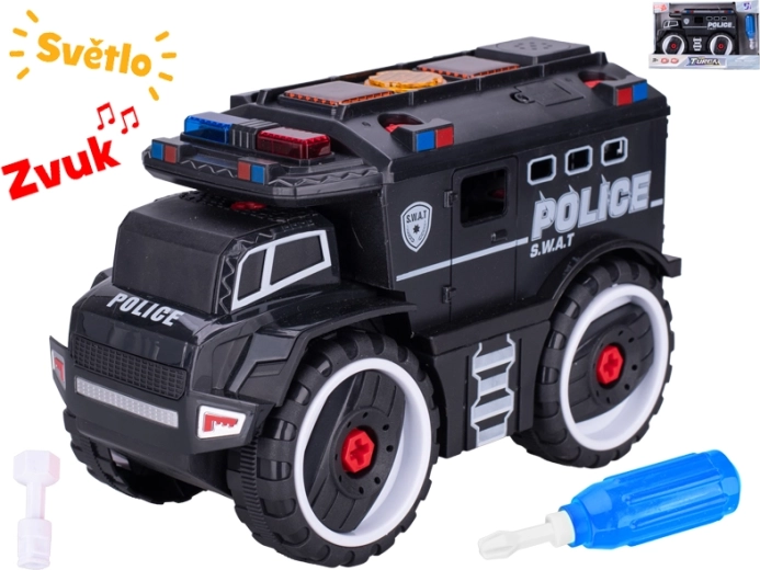 Policajné skrutkovacie auto 24 cm so svetlami a zvukmi