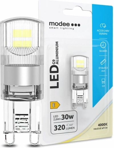 Modee LED žiarovka G9 hliník 2,6 W neutrálna biela