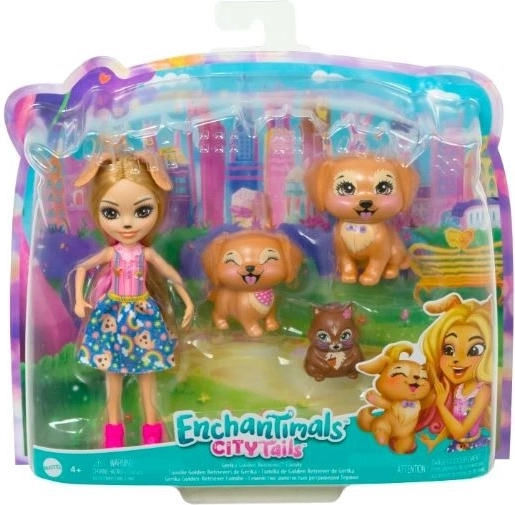 Enchantimals bábika Gerika Golden Retriever so šteniatkami a veveričkou