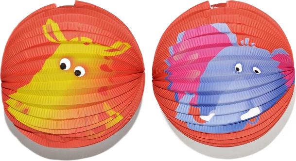 Papierový lampión guľa so zvieracím vzorom 25 cm