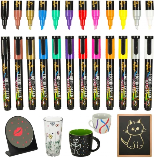 Farebné kriedové fixky na sklo a tabule – sada 12 kusov