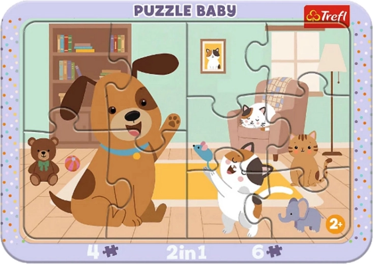 Rámikové baby puzzle Ako pes s mačkou