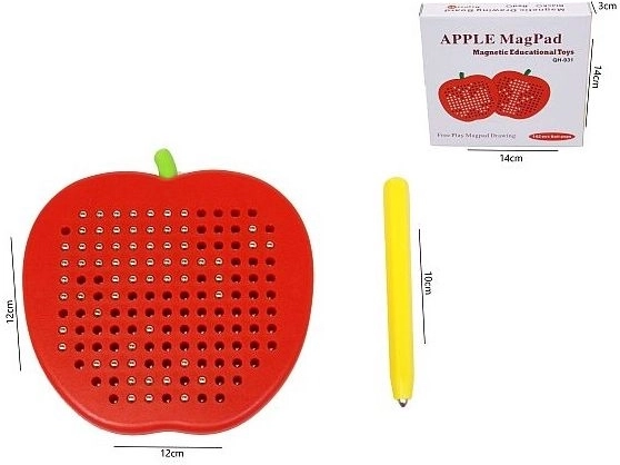 Magnetická tabuľa v tvare jablka s magnetickými guľôčkami 4 cm