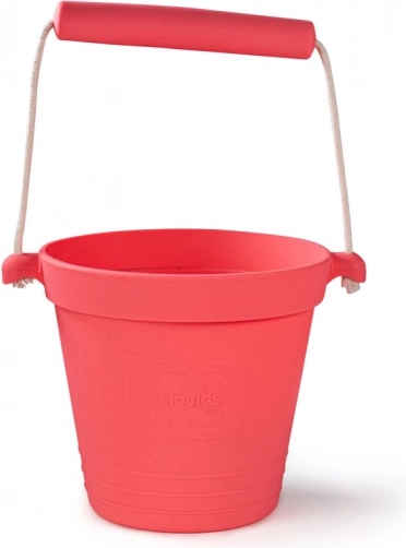 Bigjigs Toys silikónové plážové vedierko tmavoružové