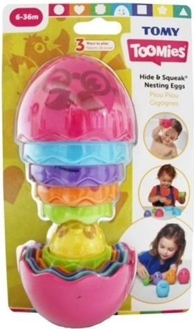 TOMY Toomies matrioškové vajíčko Hide and Squeak ružové