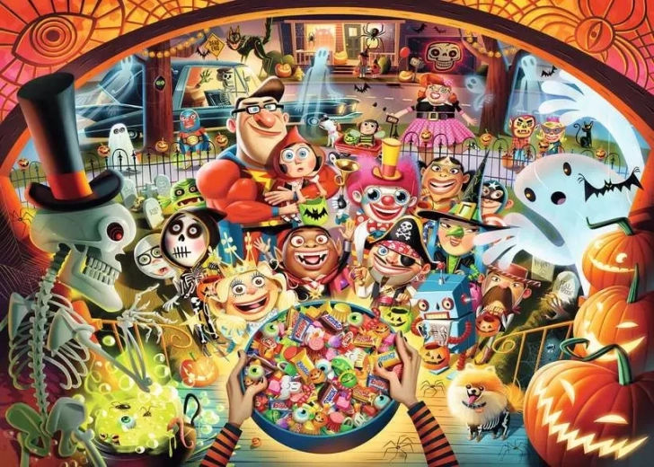 Puzzle RAVENSBURGER Halloweenské koledovanie 1000 dielikov