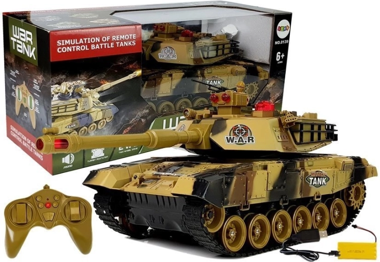 Veľký RC tank 2,4 GHz so svetlami a zvukmi, žltý