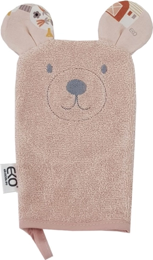 EKO bavlnená žinka s uškami Bear rose pink 20 × 15 cm