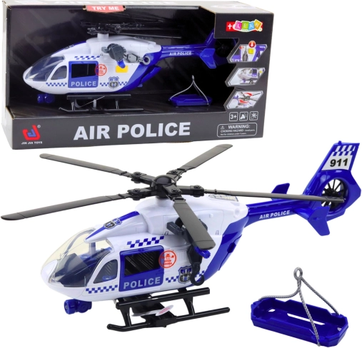 policajná helikoptéra so svetlami a zvukmi 1:12 s hákom a nosidlami