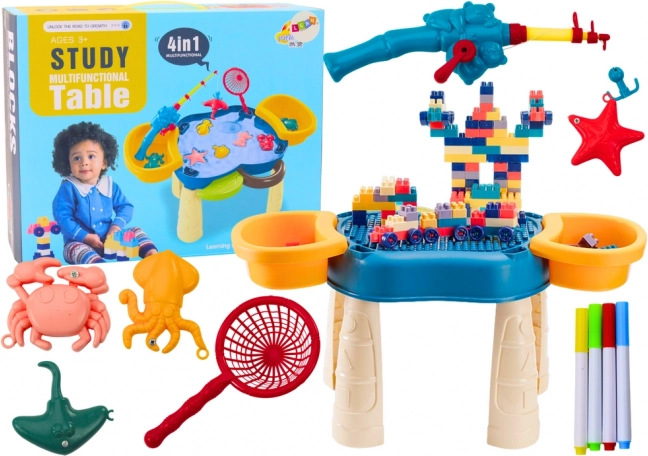 Multifunkčný stolík 4v1 modrý