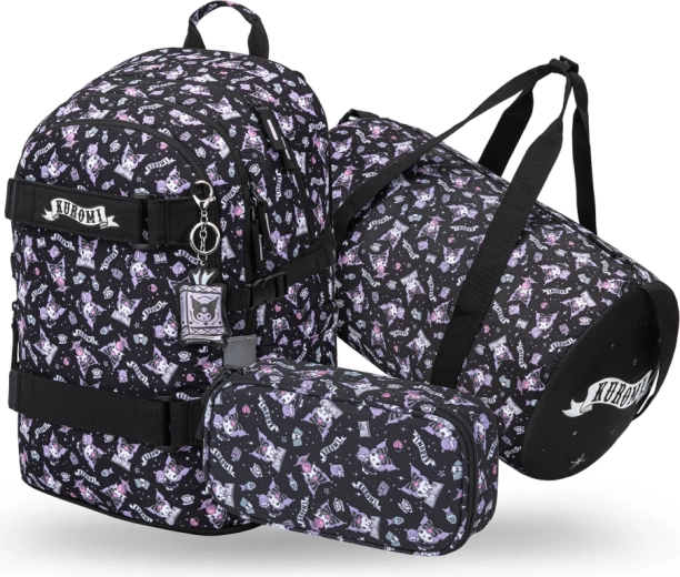 Súprava Baagl Skate Kuromi Black – batoh, peračník a skladacia športová taška
