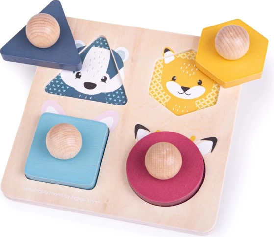 Bigjigs Toys drevené puzzle v tvare zvieratiek s úchytmi