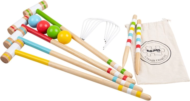 Detský drevený kroket na záhradu BIGJIGS TOYS