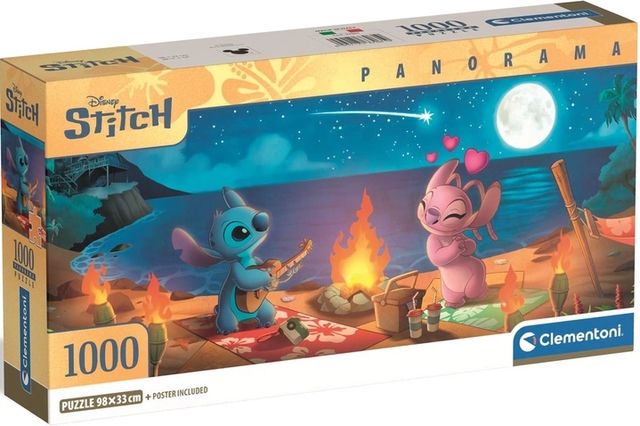 Panoramatické puzzle Lilo & Stitch – nočný táborák 1000 dielikov