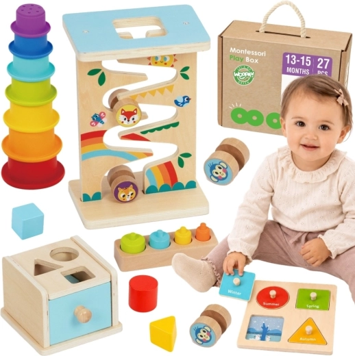 Montessori vzdelávací senzorický box 6 v 1 Woopie Green