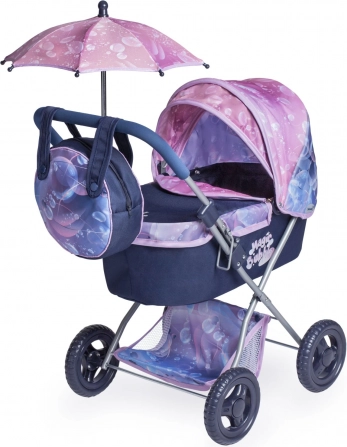 Skladací kočík pre bábiky so slnečníkom a taškou Magic Bubble 60 cm