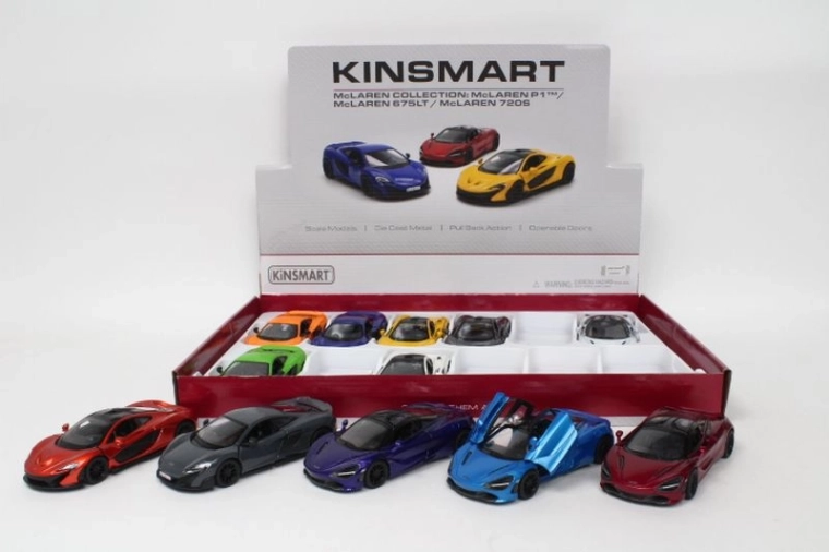 McLaren – kovový model auta 13 cm s otváracími dverami a spätným naťahovaním