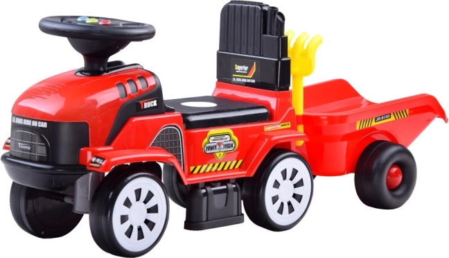 Odrážadlo traktor s prívesom a melódiami pre deti – Červená