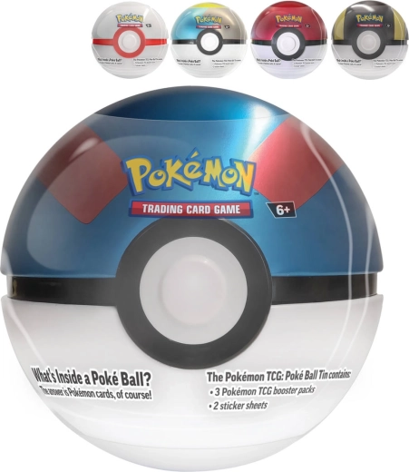 Pokémon TCG plechovka Poké Ball Tin 2024 reprint (3 boostre + samolepky) - 1 kus
