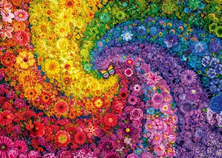 Puzzle Točivé farby v kvete 2000 dielikov