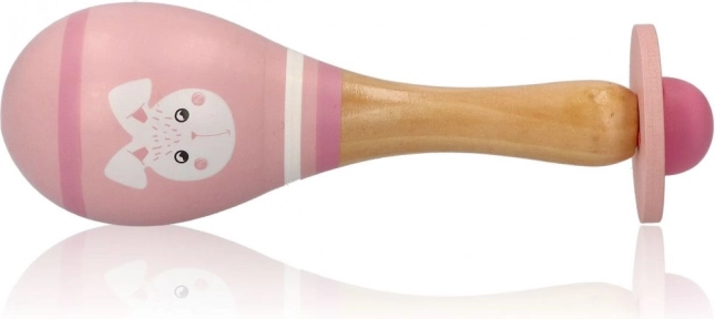 Drevený maracas – ružový zajačik